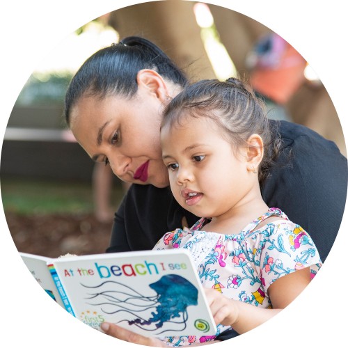 Mother and child reading